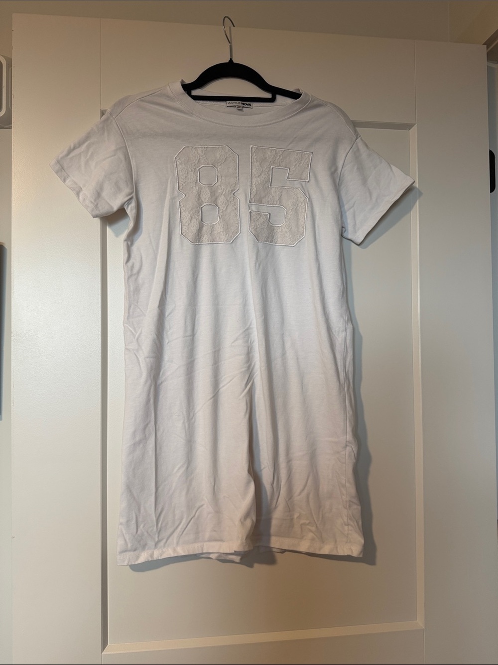 Fashion Nova White Women's Short Sleeve '85' Dress